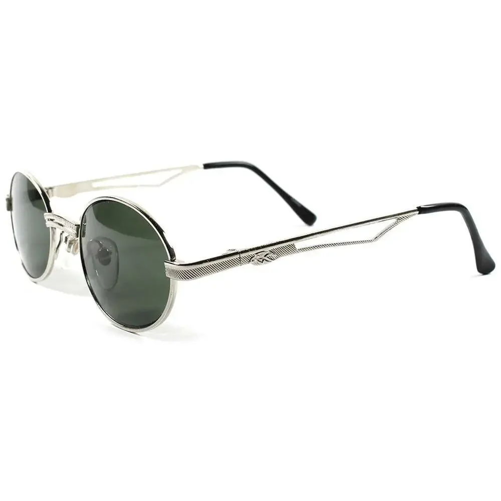 Silver Vintage Retro Fashion Old School Mens Womens Oval Round Sunglasses